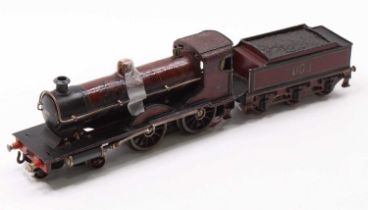 Live steam 4-4-0, 0-gauge loco & tender, un-named but ‘1000’ on tender sides. Colour Midland red