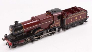 1938-41 Hornby E220 20v AC electric 4-4-0 loco & tender LMS ‘Compound’ shadowed 1185, black