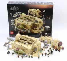 Lego Star Wars Master Builder Series No. 75290 Mos Eisley Cantina, a built example complete with