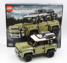 Lego Technic No. 42110 Land Rover Defender, a built example complete with the instruction booklets