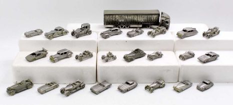 Danbury Mint pewter 50 greatest cars of all time series, 24 models with examples including a 1937