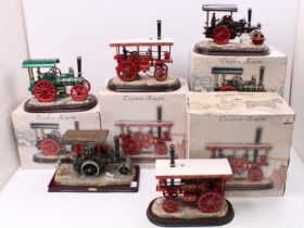 A collection of five various Leonardo Collection resin static display models of various traction