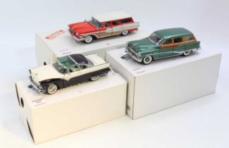 A collection of three Danbury Mint 1/24 scale diecast vehicles to include a 1955 Ford Fairlane Crown