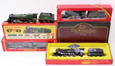 Five Hornby locos & tenders: R763 Caledonian 4-2-2 LMS 14100 maroon; R386 Princess Elizabeth,