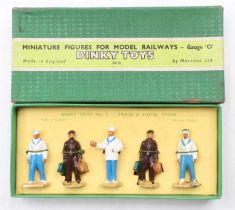 Dinky Toys Miniature Figures for Model Railways. Set no.5 Train and Hotel Staff. Original stringing.