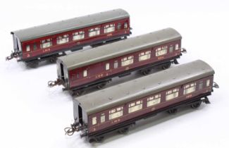 Three 1937-41 No.2 Corridor coaches LMS. One br/3rd & two 1st/3rd. Silvering is starting ‘to go’