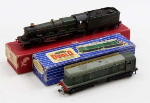 Hornby Dublo 2220 Denbigh Castle Locomotive and Tender (VG-BP), with a Hornby Dublo L30 Bo-Bo (G),