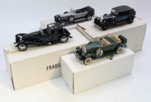 A collection of four various boxed 1/24 scale Franklin Mint diecast vehicles to include a 1925 Rolls