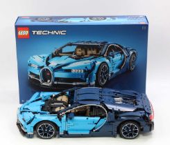 Lego Technic No. 42083 Bugatti Chiron, a built example complete with instruction booklets and a very