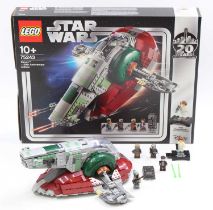 Lego Star Wars 20th Anniversary No. 75243 Slave 1, a built example complete with instruction booklet