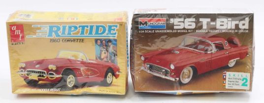 A Monogram 1/24th scale 1956 Ford Thunderbird together with an AMT ERTL 1/25th scale Riptide 1960