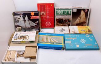 Collection of mixed media Ship and Naval interest kits, to include Constructo Le Camaret, Corel