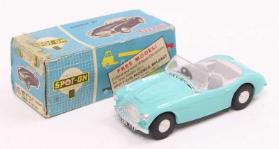 Spot On Models by Triang No.105 Austin Healey 100, comprising turquoise body with grey interior,