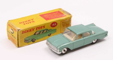 Dinky Toys No. 148 Ford Fairlane, light green body and spun hubs - small mark of silver trim to