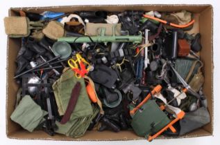 A tray containing a selection of vintage Palitoy Action Man spares & accessories, including