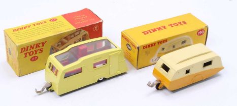 Dinky Toys boxed Caravan group, 2 examples comprising No. 117 Four Berth Caravan, yellow body,