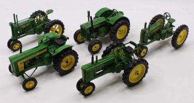 ERTL 1/16th scale tractor group of 5, all John Deere models, with examples including a John Deere