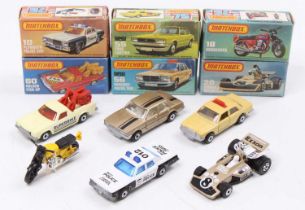 Matchbox Lesney Superfast boxed model group of 6 comprising No. 10 Plymouth Gran Fury Police Car,