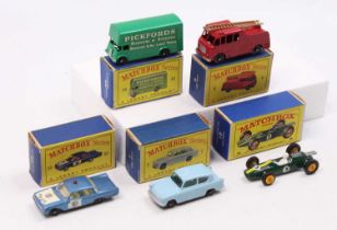 Matchbox Lesney boxed model group of 5 comprising No. 46 Pickfords Removals Van, No. 55 Ford