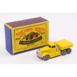 Matchbox Lesney No. 15 Prime Mover, yellow body, with silver trim, and crimped axles with metal