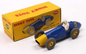 Dinky Toys No. 234 Ferrari Racing Car, blue body with yellow nose cone, yellow racing number 5
