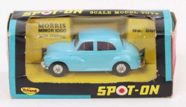 A Spot-On Models by Triang No. 289 Morris Minor 1000 comprising light blue body with red interior