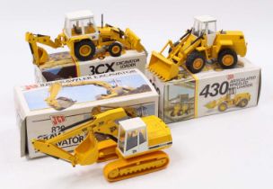 A JCB related NZG 1/50 scale diecast group to include a No. 286 JCB 820 crawler excavator, an NZG