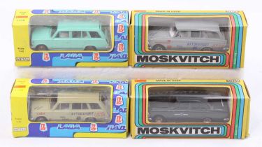 Russian diecast 1/43rd scale Moskvitch and Lada group, 4 examples comprising a Moskvitch Estate