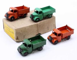 Dinky Toys No. 25M Bedford End Tipper original trade box containing 4 examples comprising 2x orange,