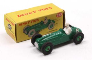 Dinky Toys No. 233 Cooper Bristol Racing Car, green body with green hubs, racing number 6 in