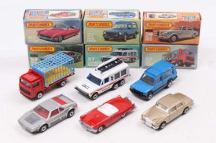 Matchbox Lesney Superfast boxed model group of 6 comprising No. 35 Volvo Zoo Truck, No. 37 Matra