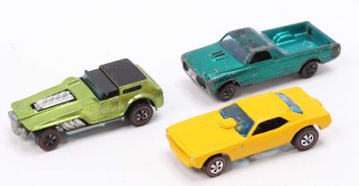 Hot Wheels Redlines group of 3 comprising The Hood in apple green, Don Prudhomme's The Snake in