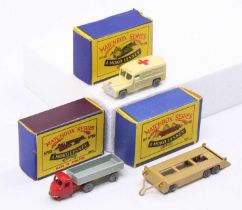 Matchbox Lesney boxed model group of 3 comprising No. 10a Scammell Mechanical Horse (NM-BNMM), No.