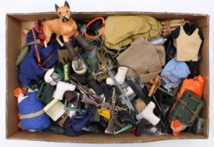 A tray containing a selection of vintage Palitoy Action Man spares & accessories, including