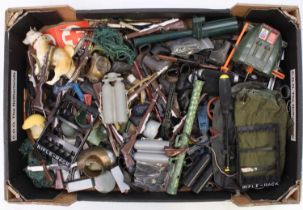 A tray containing a selection of vintage Palitoy Action Man spares & accessories, including