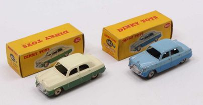 Dinky Toys boxed saloon group, 2 examples both of No. 162 Ford Zephyr Saloon, the first with a cream