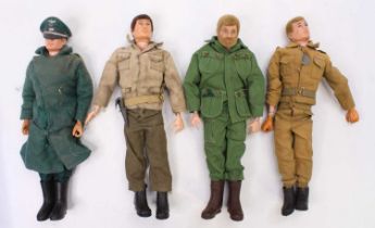 A collection of 4 vintage Palitoy Action Man Dolls, all with flock hair and all dressed in