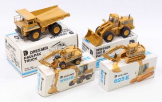 One tray containing four Conrad 1/50 scale Dresser construction and earth moving diecast vehicles to