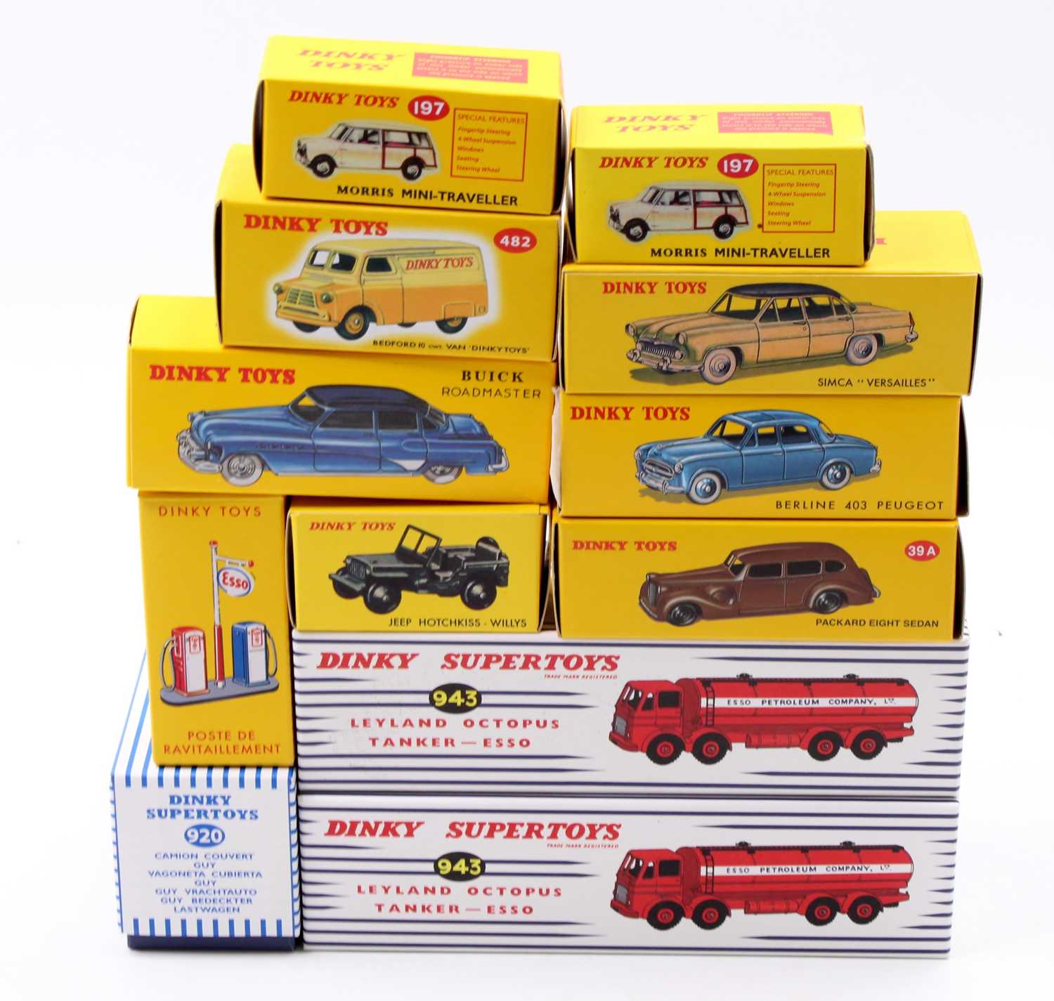 12 boxed Dinky Toys Atlas Editions modern issue diecasts, with examples including No. 943 Leyland