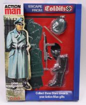 An Action Man Palitoy, Hasbro 2007 Camp Kommandant Escape from Colditz outfit housed on the original