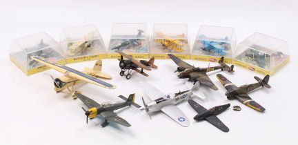 A collection of mixed diecast and kit built aircraft comprising PlayMe of Spain plastic-cased