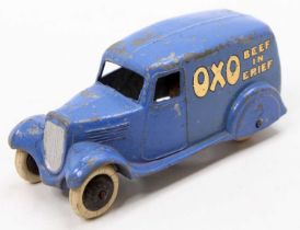 Dinky Toys pre-war 28 Series type 2 Van comprising a blue body, smooth black hubs with white