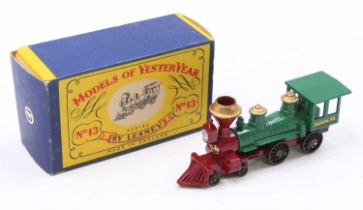 Matchbox Lesney Models of Yesteryear Y13 Santa Fe Locomotive, a rare issue with a lighter green