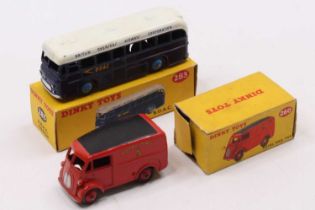 Dinky Toys boxed group, 2 examples comprising No. 260 Royal Mail Van, red body, with a black roof,