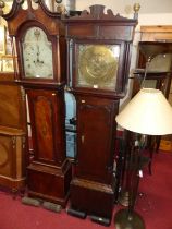 A circa 1800 provincial oak and mahogany crossbanded longcase clock, the brass dial signed