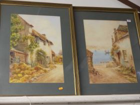F. Parr - Pair; Coastal cottages, watercolours, signed lower left and lower right, 51 x 36cm