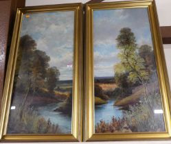 Early 20th century school - Pair; River landscape scenes, oils, one signed T.Rale and the other T.