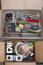 4 boxes of various 00 Gauge lineside accessories and equipment, including track, buildings, motors