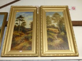 W.H. King - Pair; Returning home, rural landscape scenes, oil on canvas, one signed lower right,