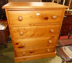 A contemporary pine chest of four long drawers, w.70cm